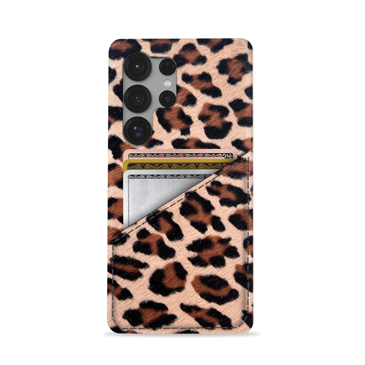 Galaxy S24 Ultra Leather Case — Leopard Cardholder