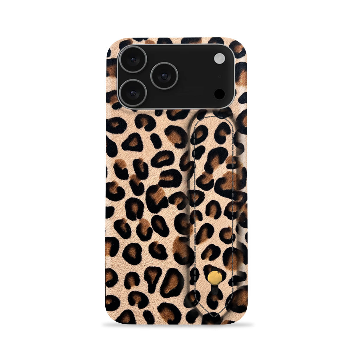 iPhone 17 Pro Max Leather Case — Leopard Handle