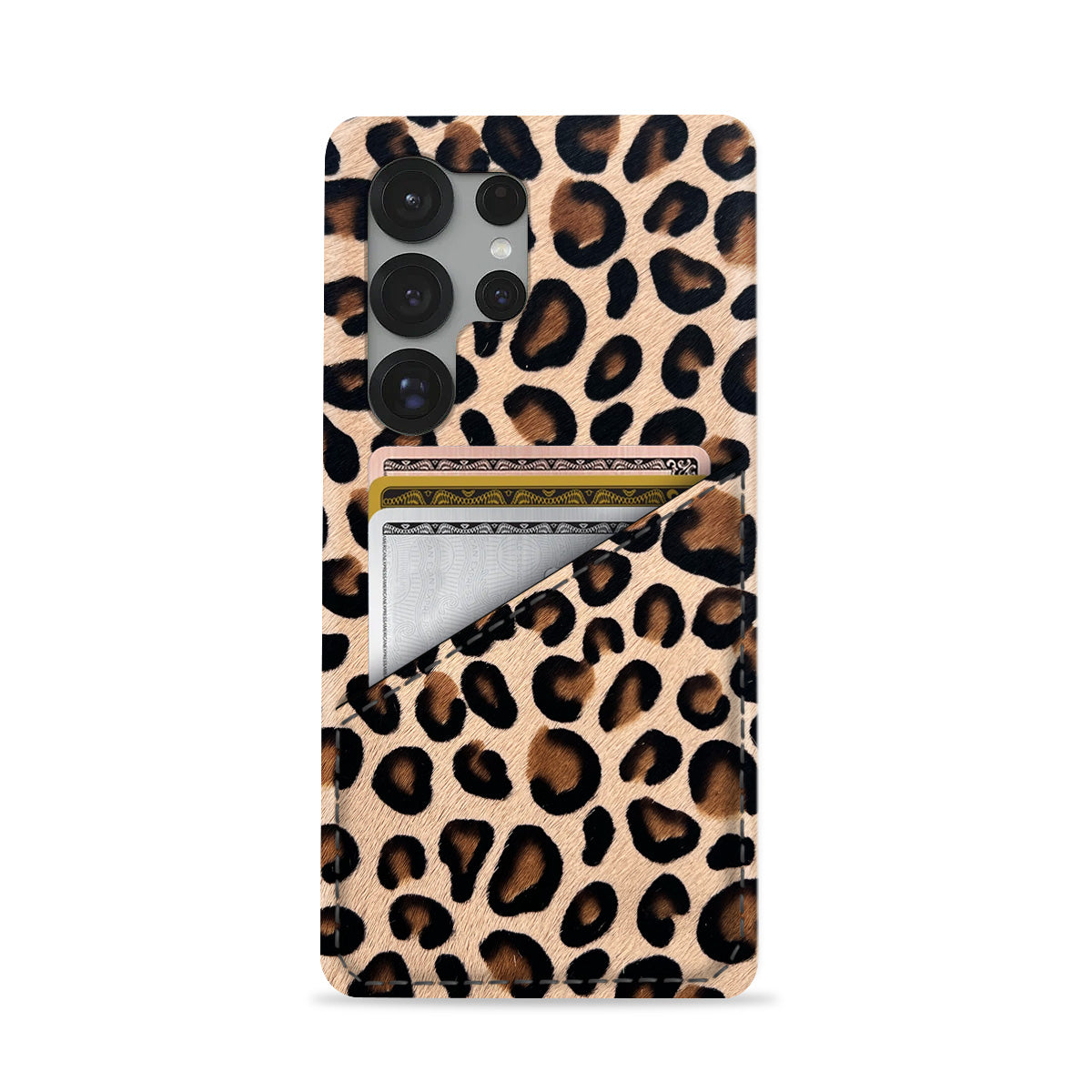 Galaxy S25 Ultra Leather Case — Leopard Cardholder