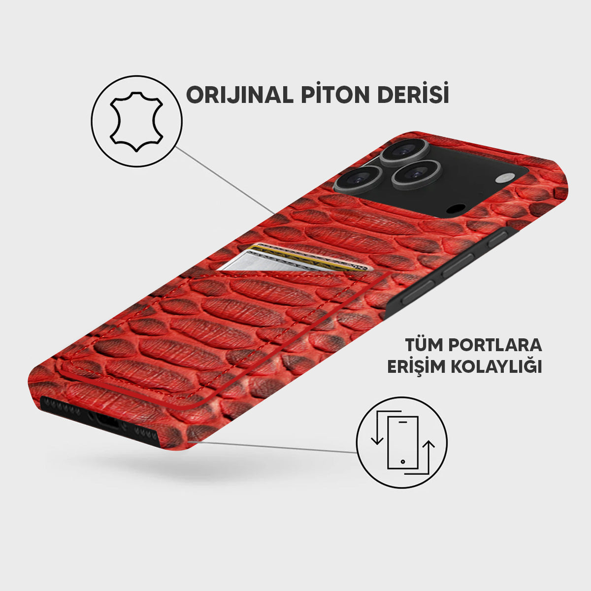 iPhone 18 Pro Leather Case — Piton Cardholder