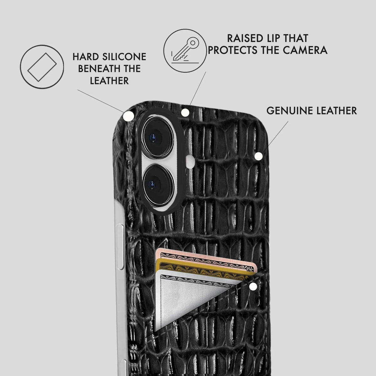 iPhone 16 Plus Leather Case — Titan Cardholder
