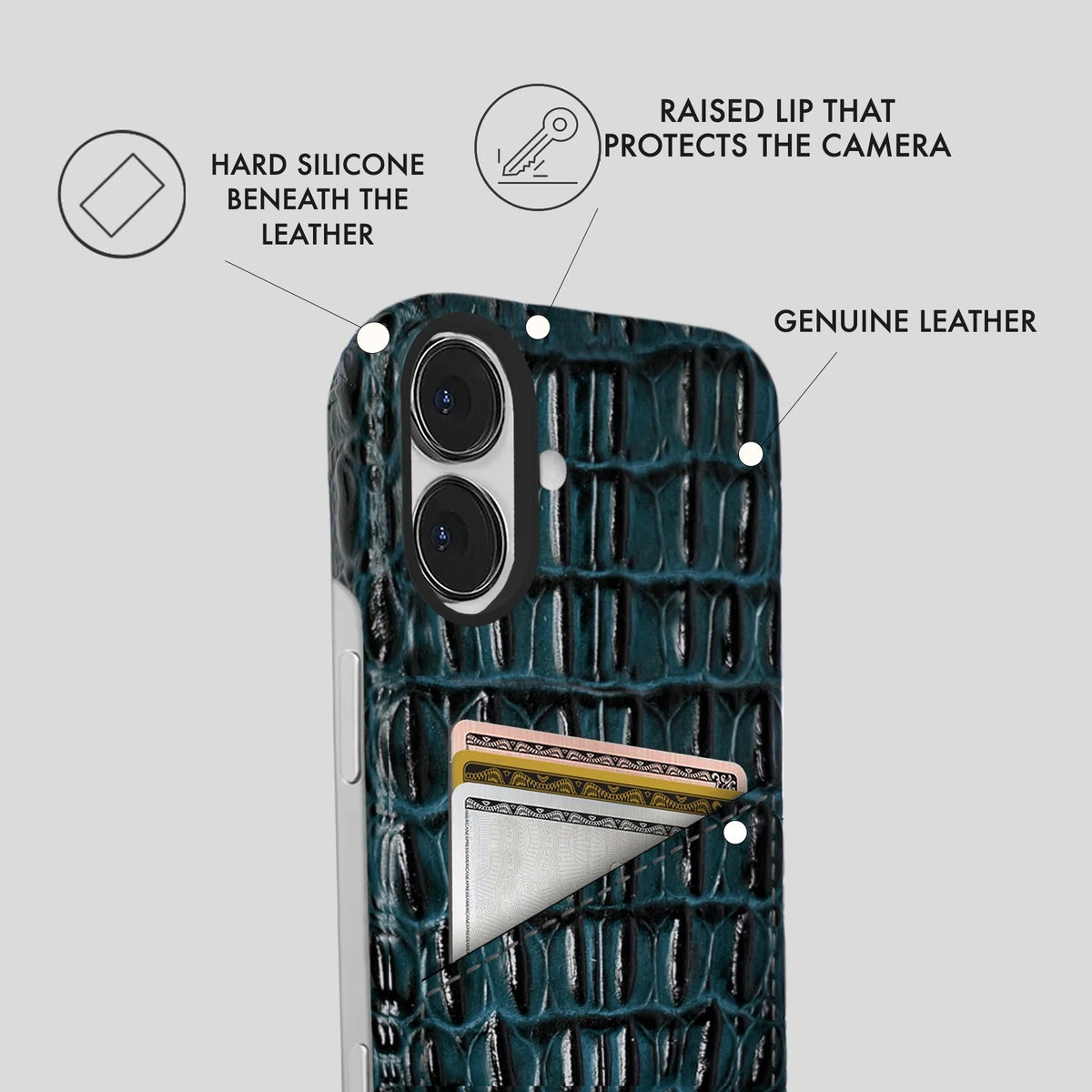iPhone 16 Plus Leather Case — Titan Cardholder