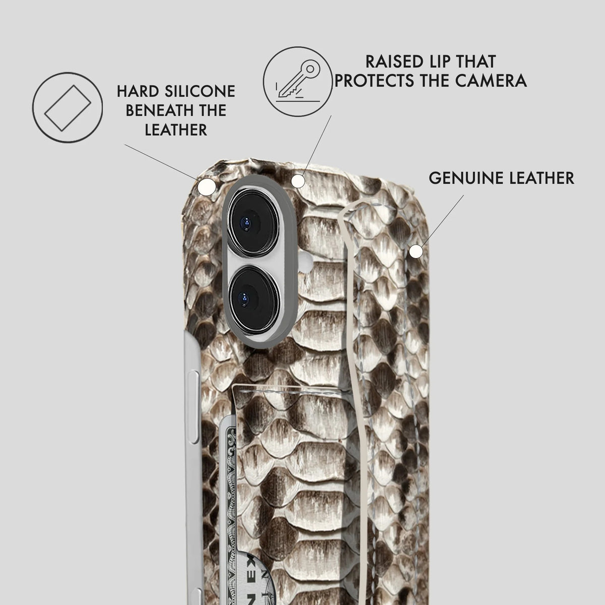 iPhone 16 Leather Case — Piton Handle Cardholder