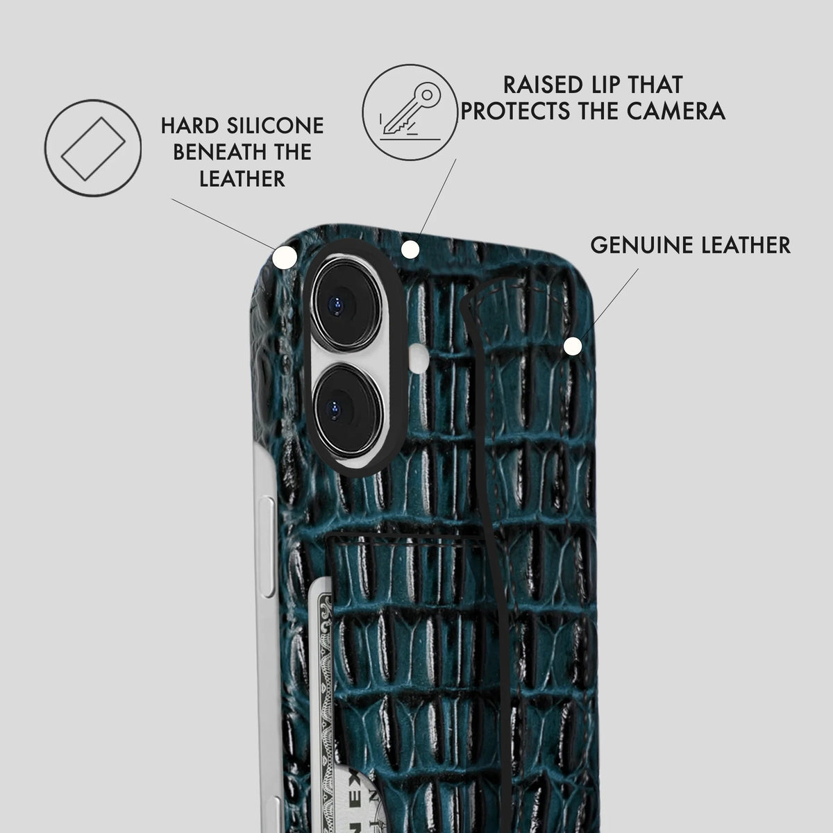 iPhone 16 Plus Leather Case — Titan Handle Cardholder