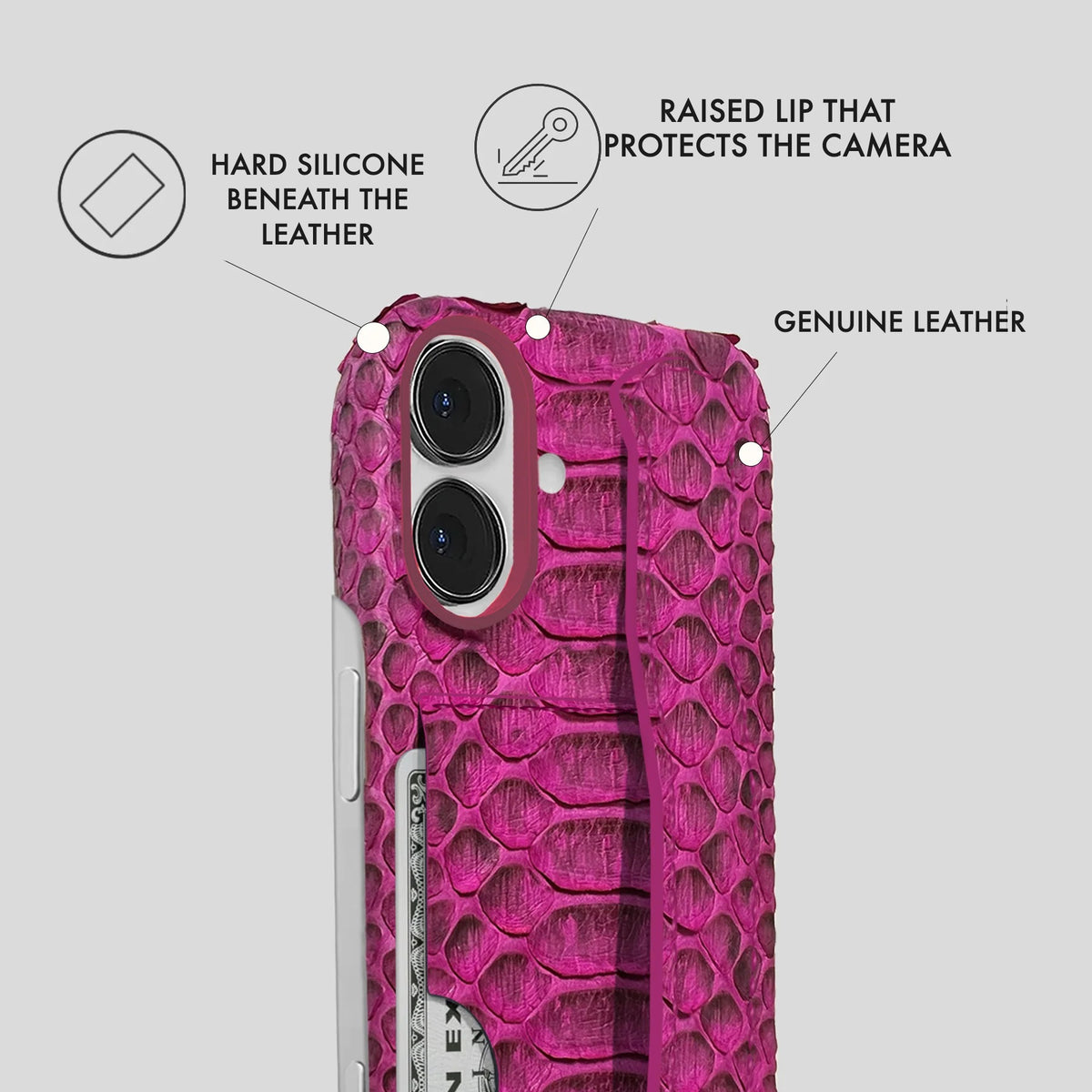iPhone 16 Leather Case — Piton Handle Cardholder