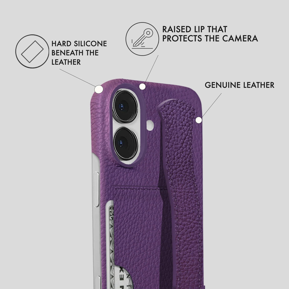 iPhone 16 Plus Leather Case — Ashe Handle Cardholder
