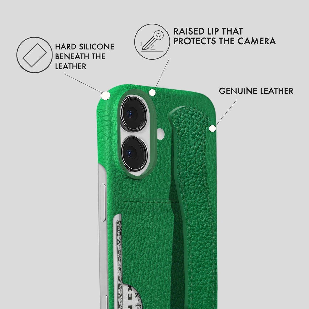 iPhone 16 Plus Leather Case — Ashe Handle Cardholder