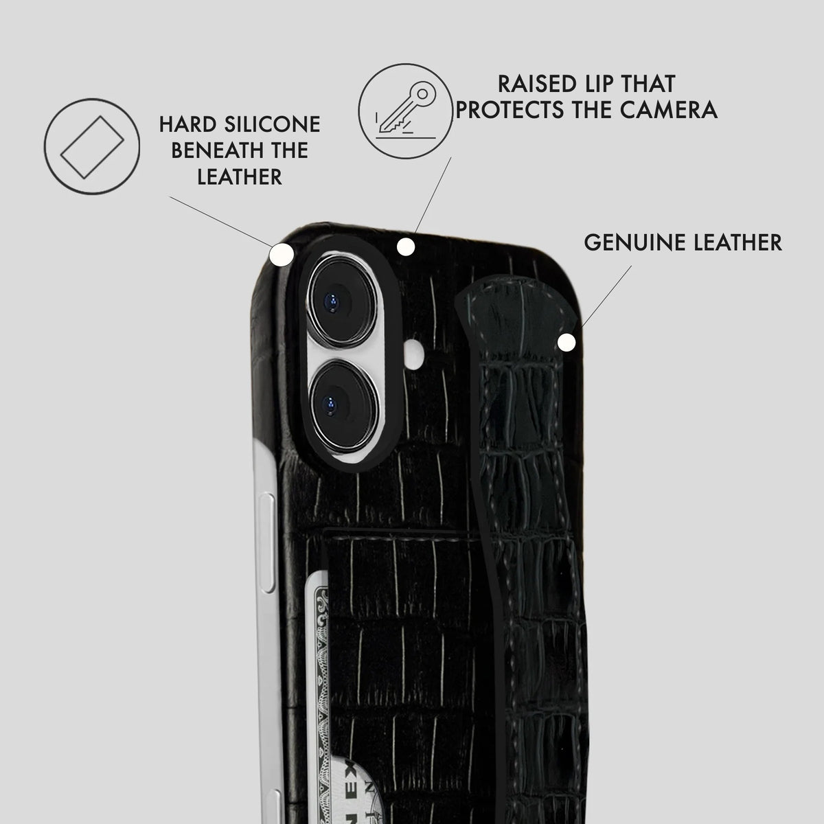 iPhone 16 Leather Case — Vega Handle Cardholder