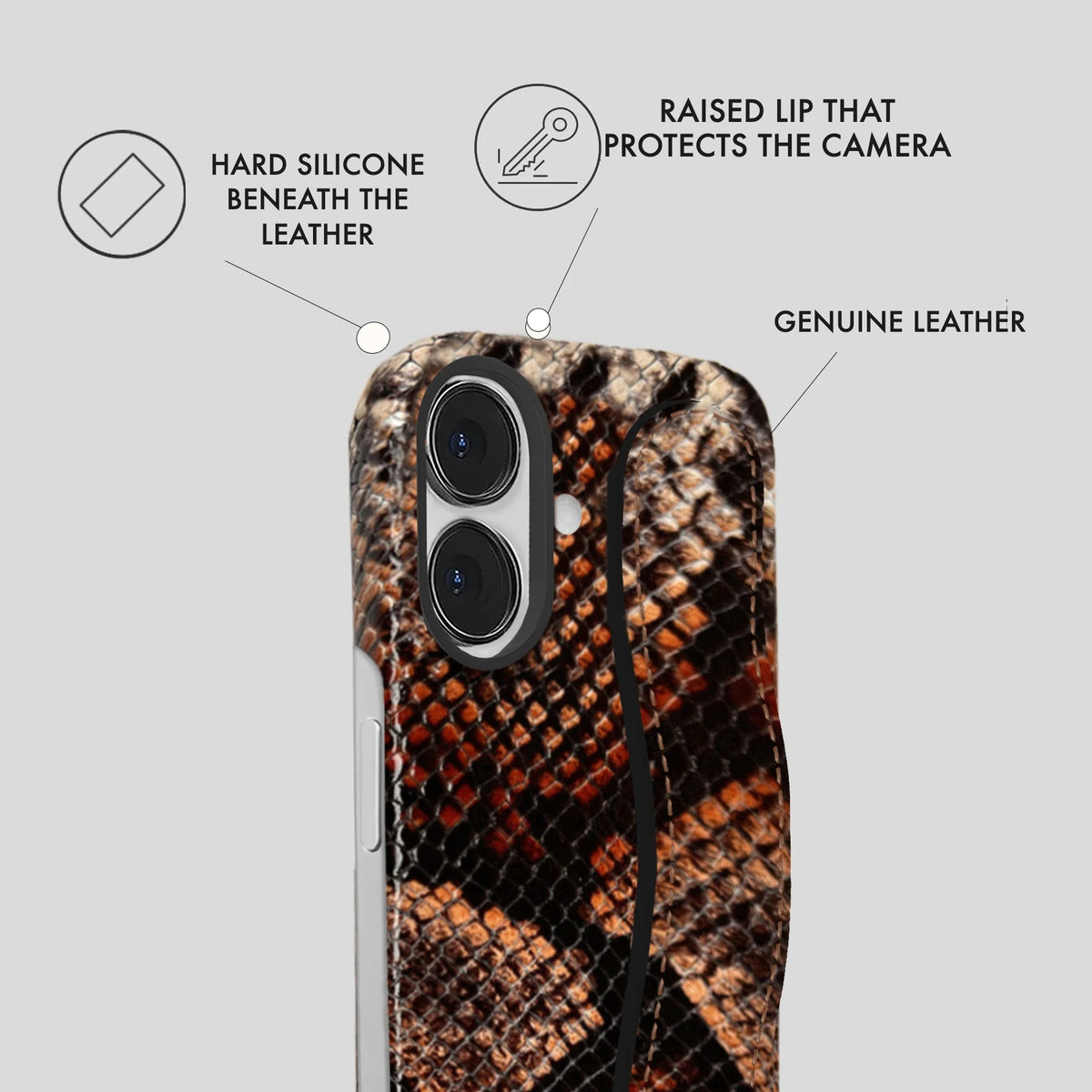 iPhone 16 Plus Leather Case — Elise Handle