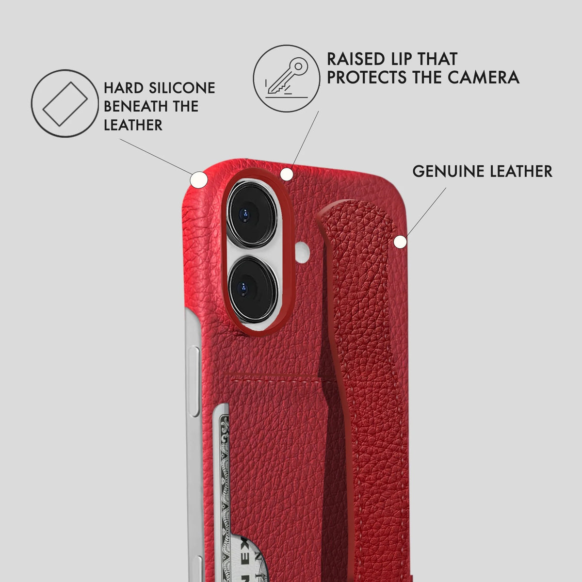 iPhone 16 Plus Leather Case — Ashe Handle Cardholder