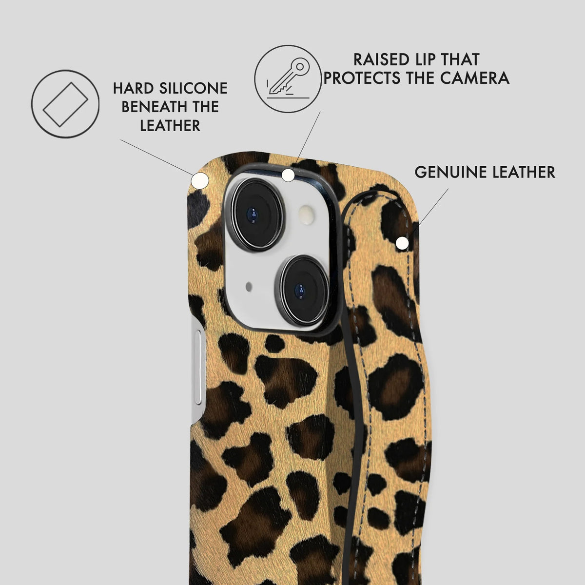 iPhone 13 Leather Case — Leopard Handle
