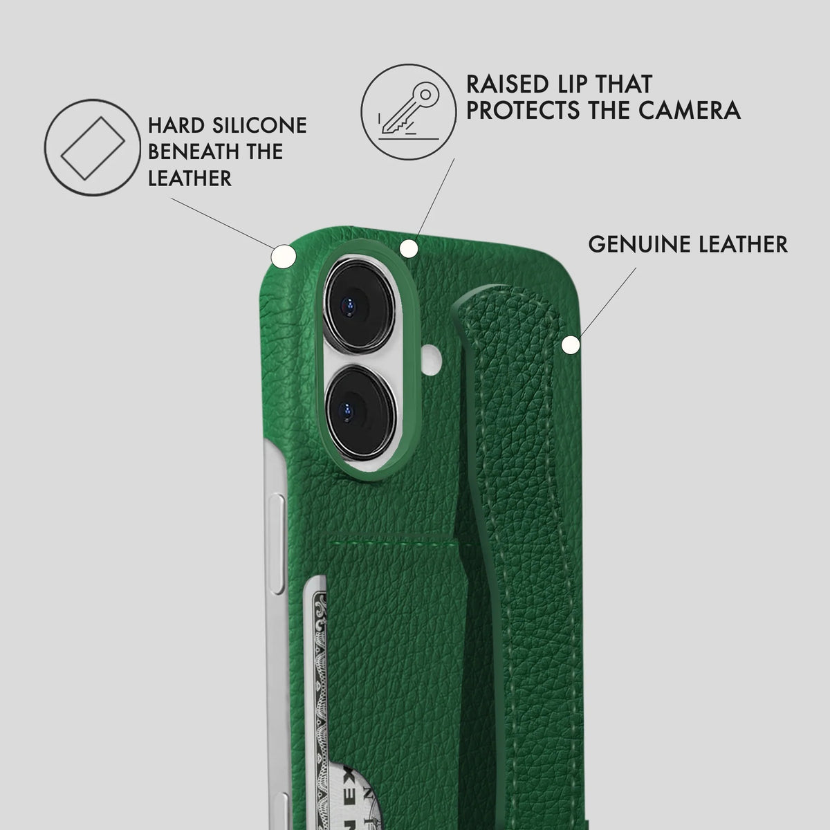 iPhone 16 Plus Leather Case — Ashe Handle Cardholder