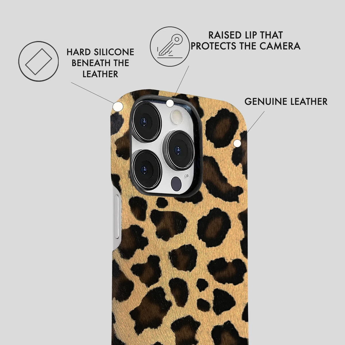iPhone 13 Pro Leather Case — Leopard