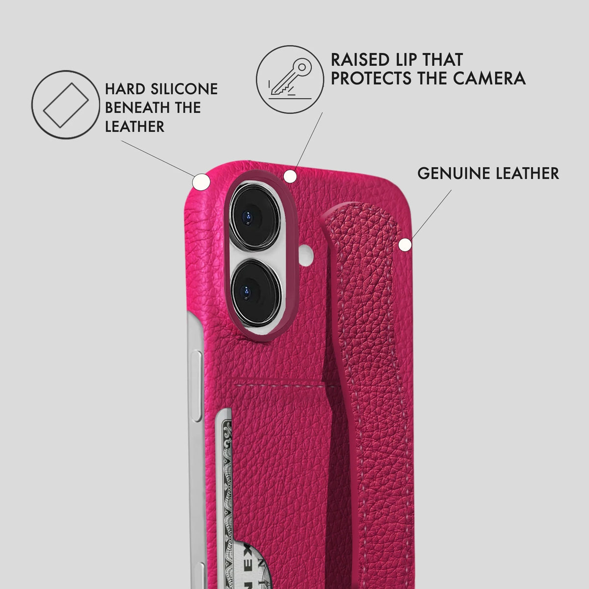 iPhone 16 Plus Leather Case — Ashe Handle Cardholder