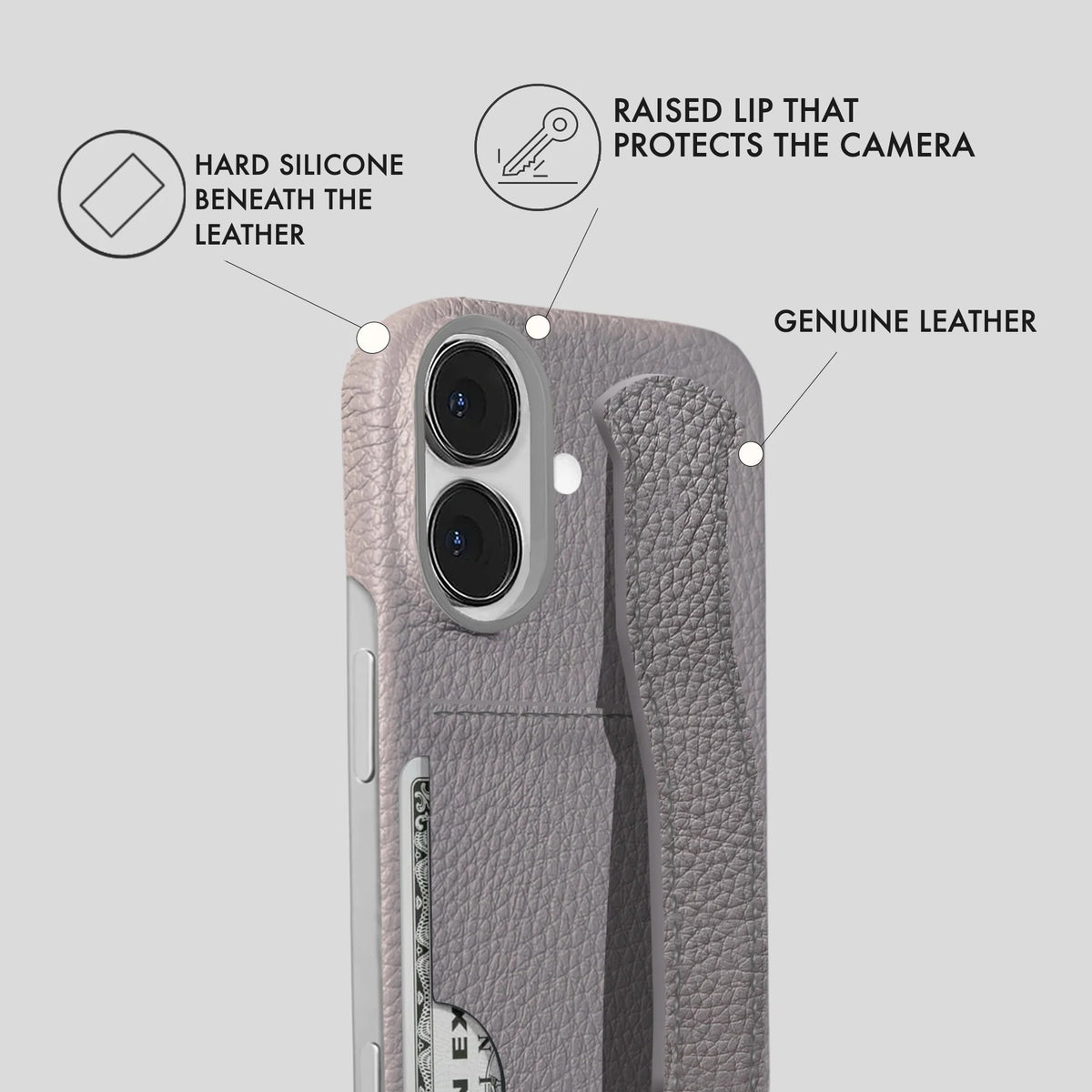 iPhone 16 Plus Leather Case — Ashe Handle Cardholder