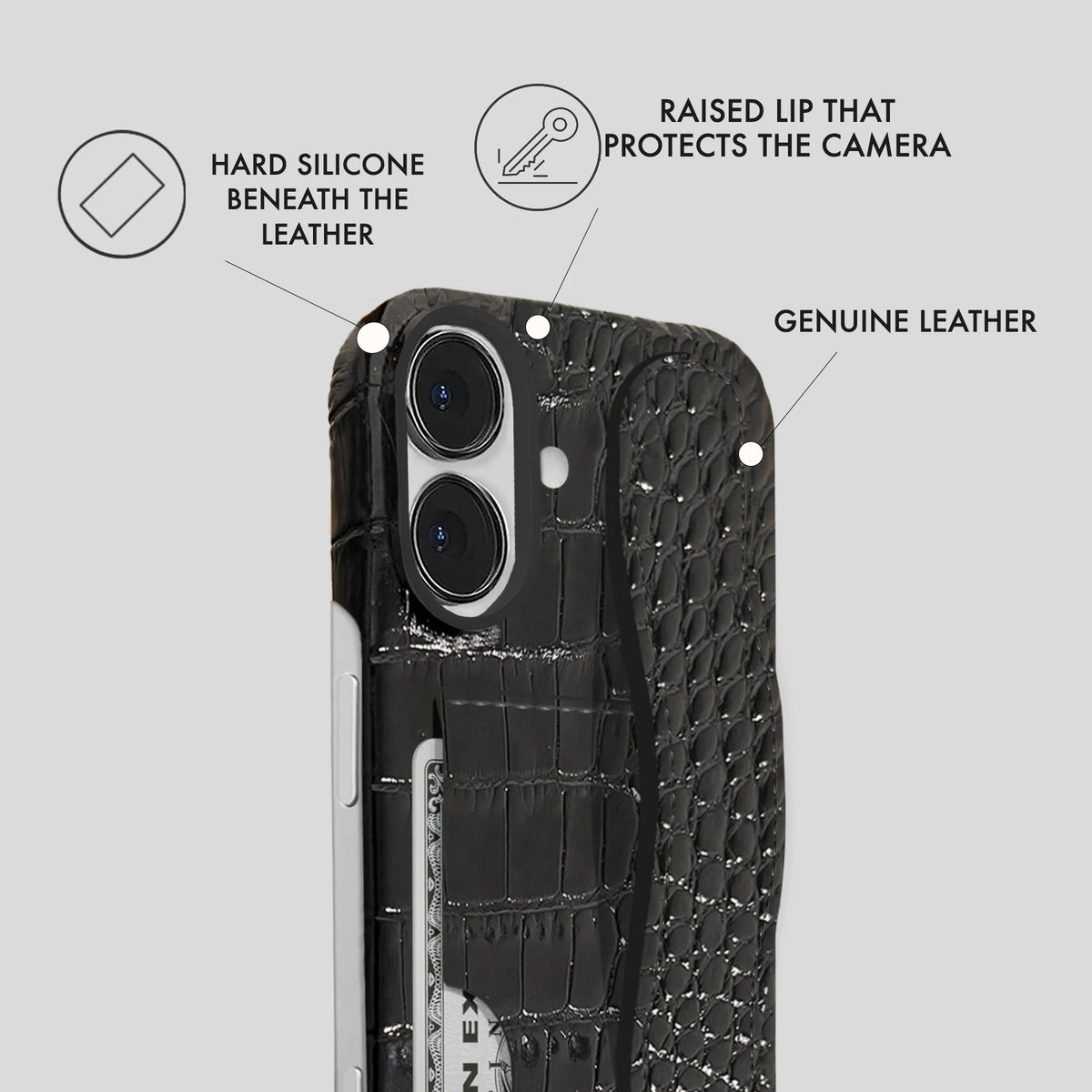 iPhone 16 Plus Leather Case — Neo Handle Cardholder