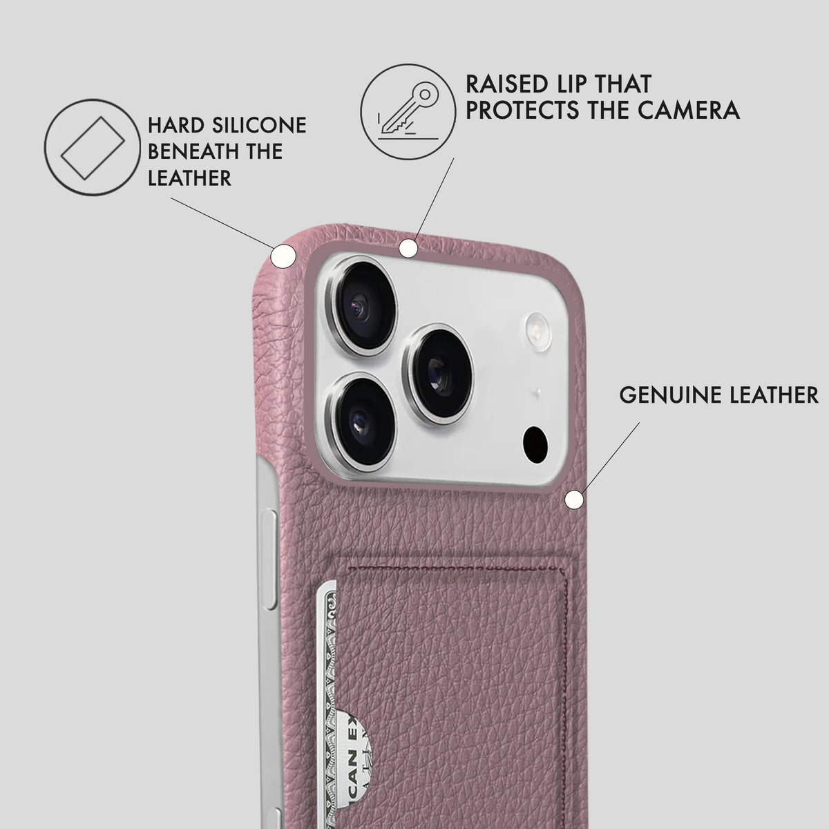 iPhone 17 Pro Leather Case — Ashe Handle Cardholder