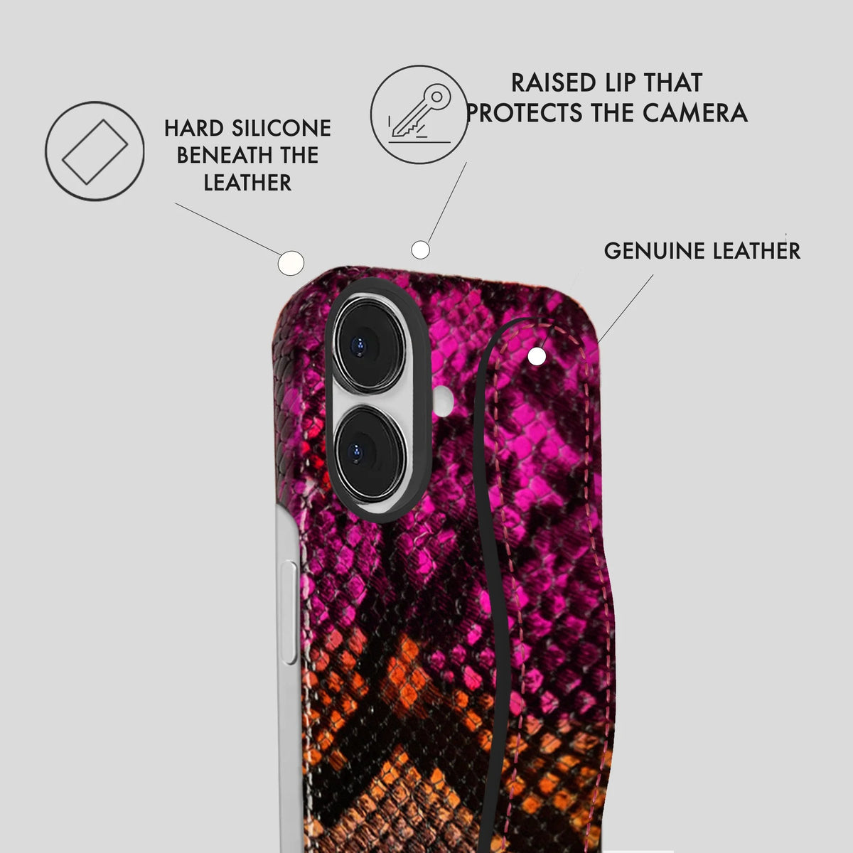 iPhone 16 Plus Leather Case — Elise Handle