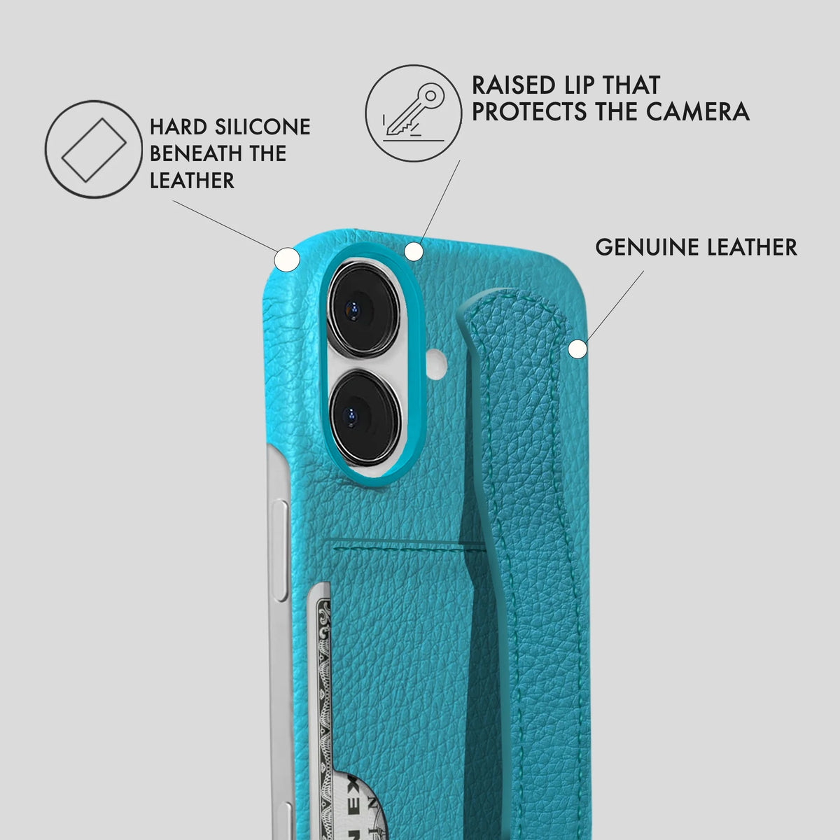 iPhone 16 Plus Leather Case — Ashe Handle Cardholder