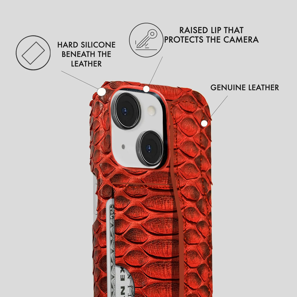 iPhone 14 Plus Leather Case — Piton Handle Cardholder