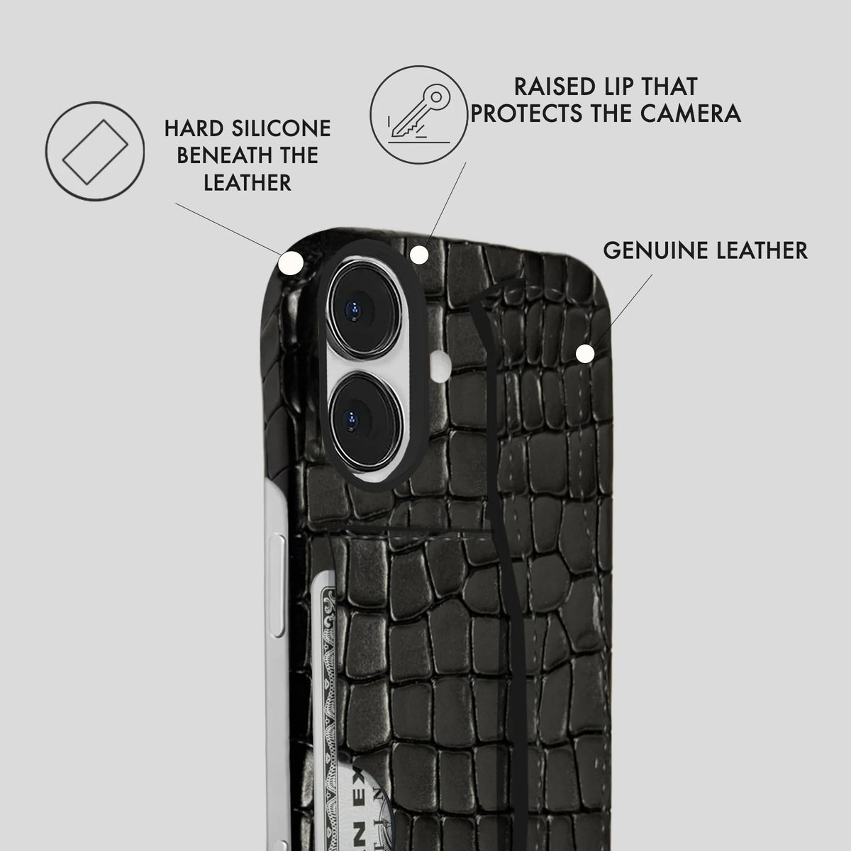 iPhone 16 Plus Leather Case — Lusso Handle Cardholder