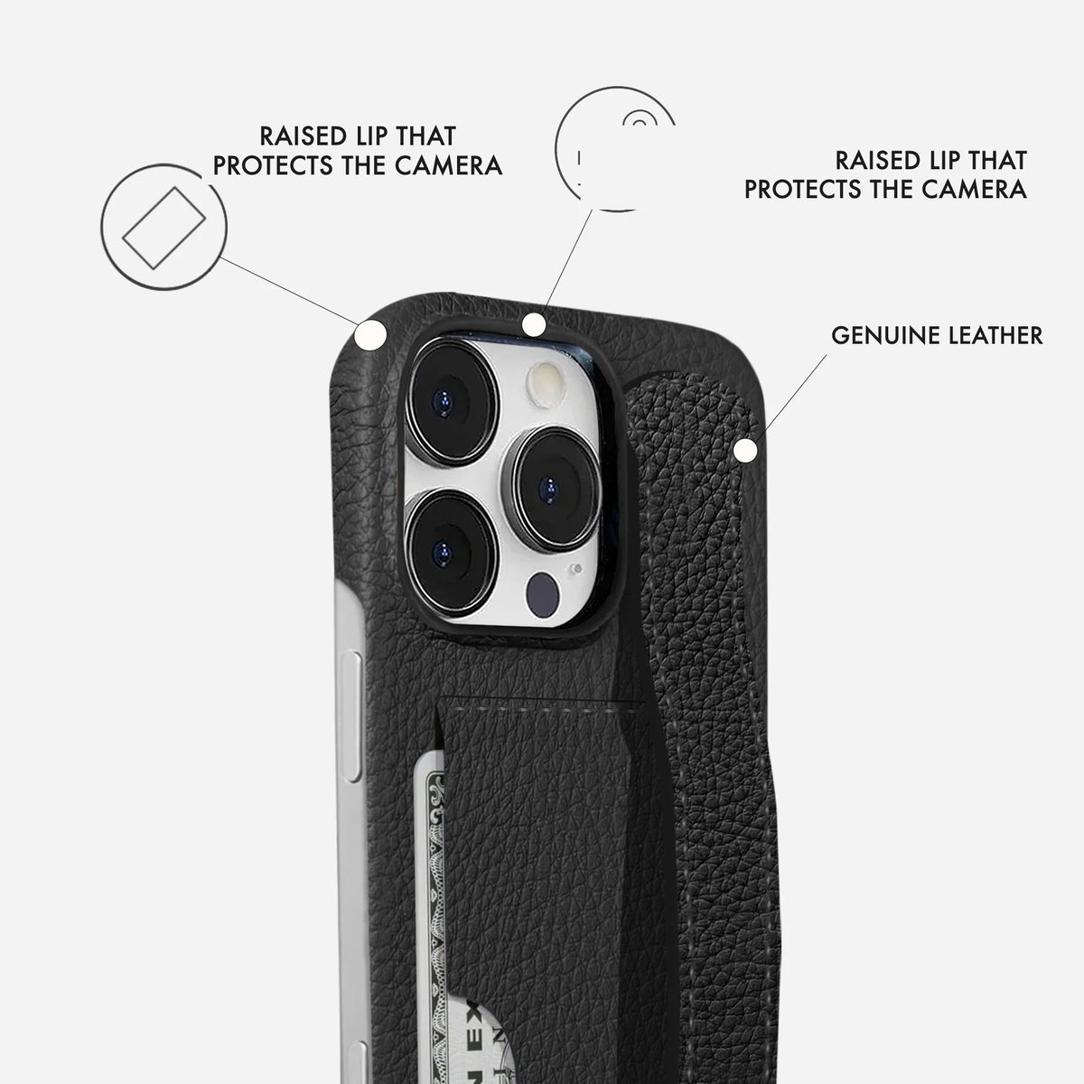 iPhone 16 Pro Leather Case — Ashe Handle Cardholder