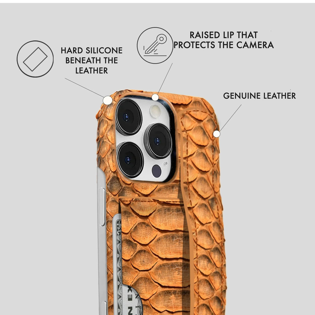 iPhone 16 Pro Leather Case — Piton Handle Cardholder