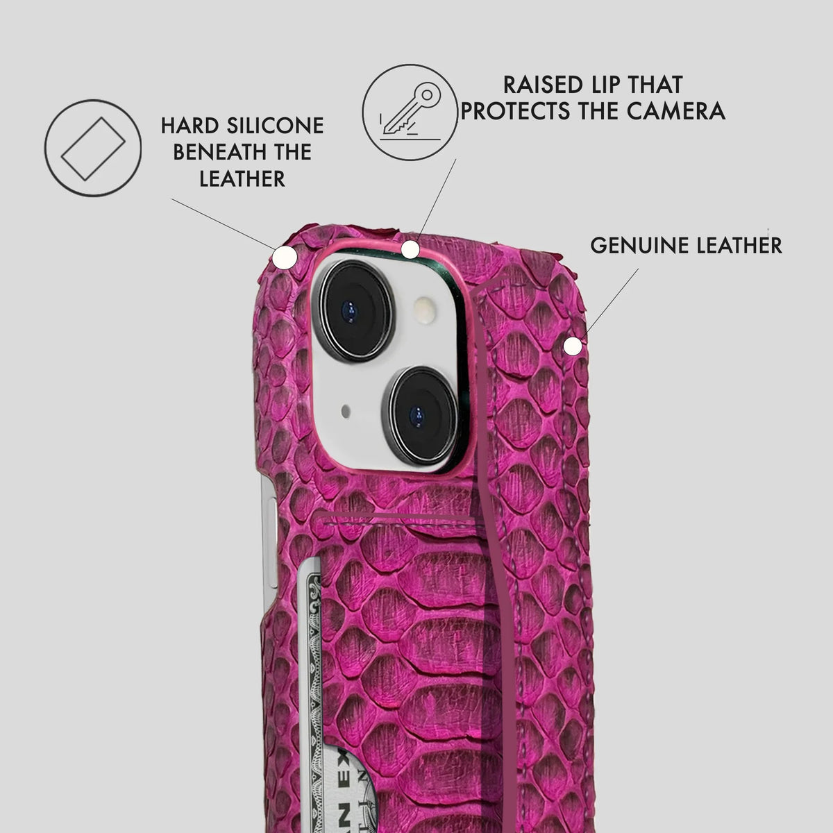 iPhone 14 Plus Leather Case — Piton Handle Cardholder