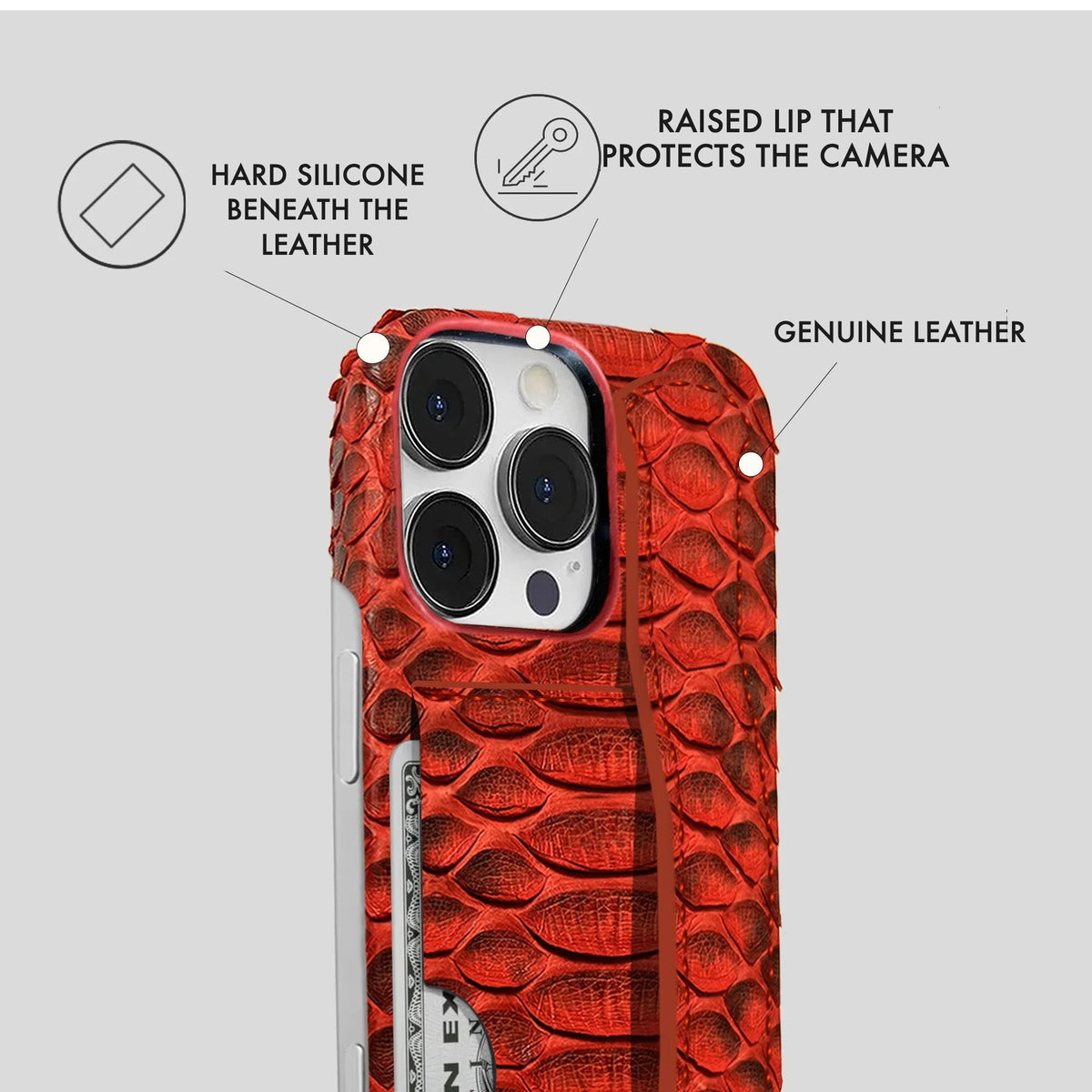 iPhone 16 Pro Leather Case — Piton Handle Cardholder