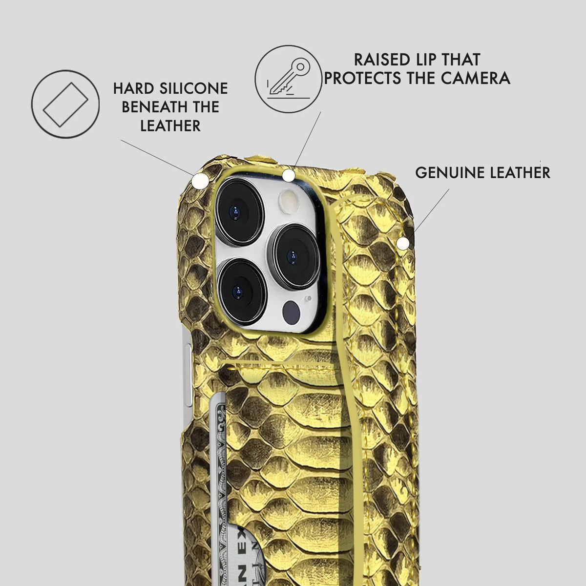 iPhone 13 Pro Leather Case — Piton Handle Cardholder