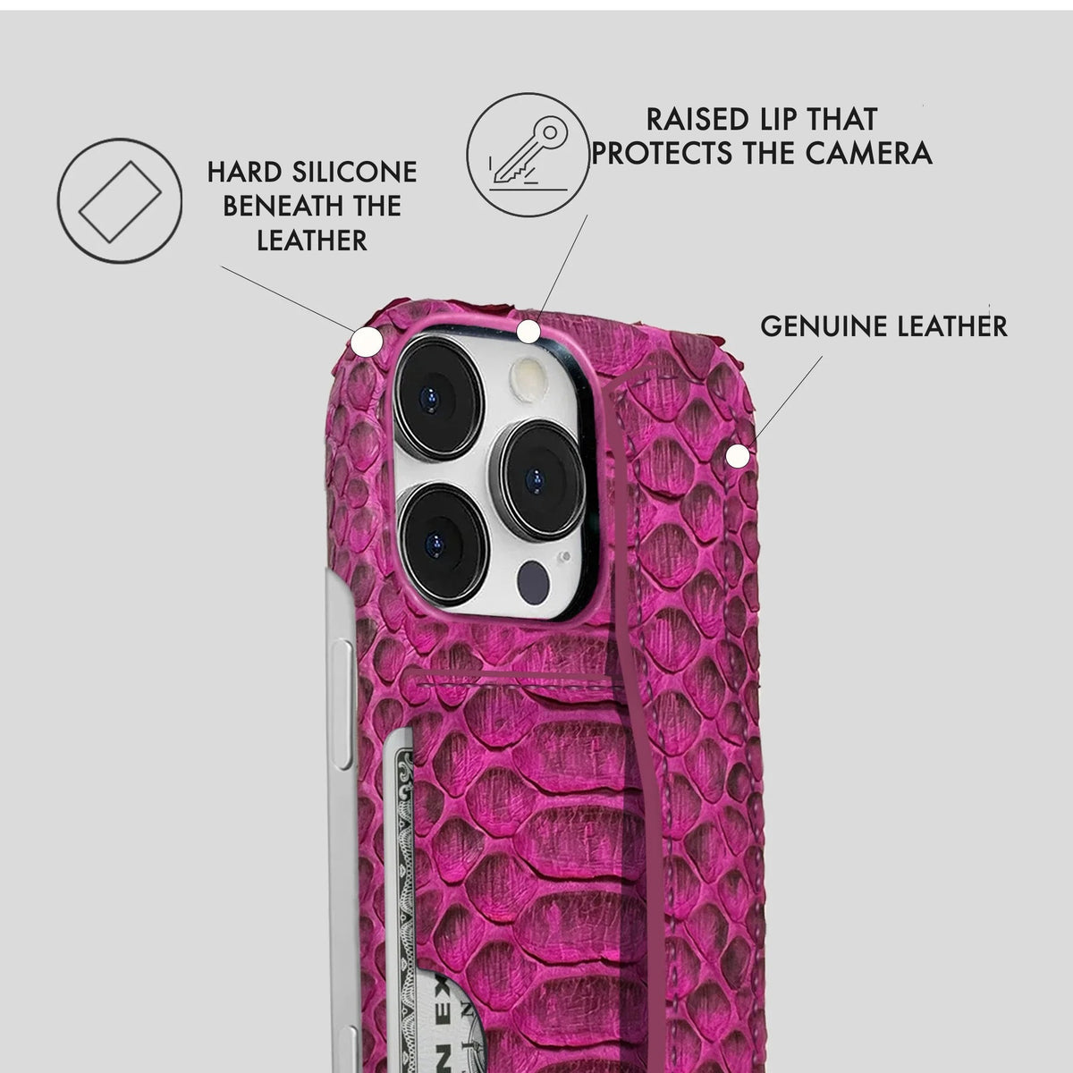 iPhone 16 Pro Leather Case — Piton Handle Cardholder