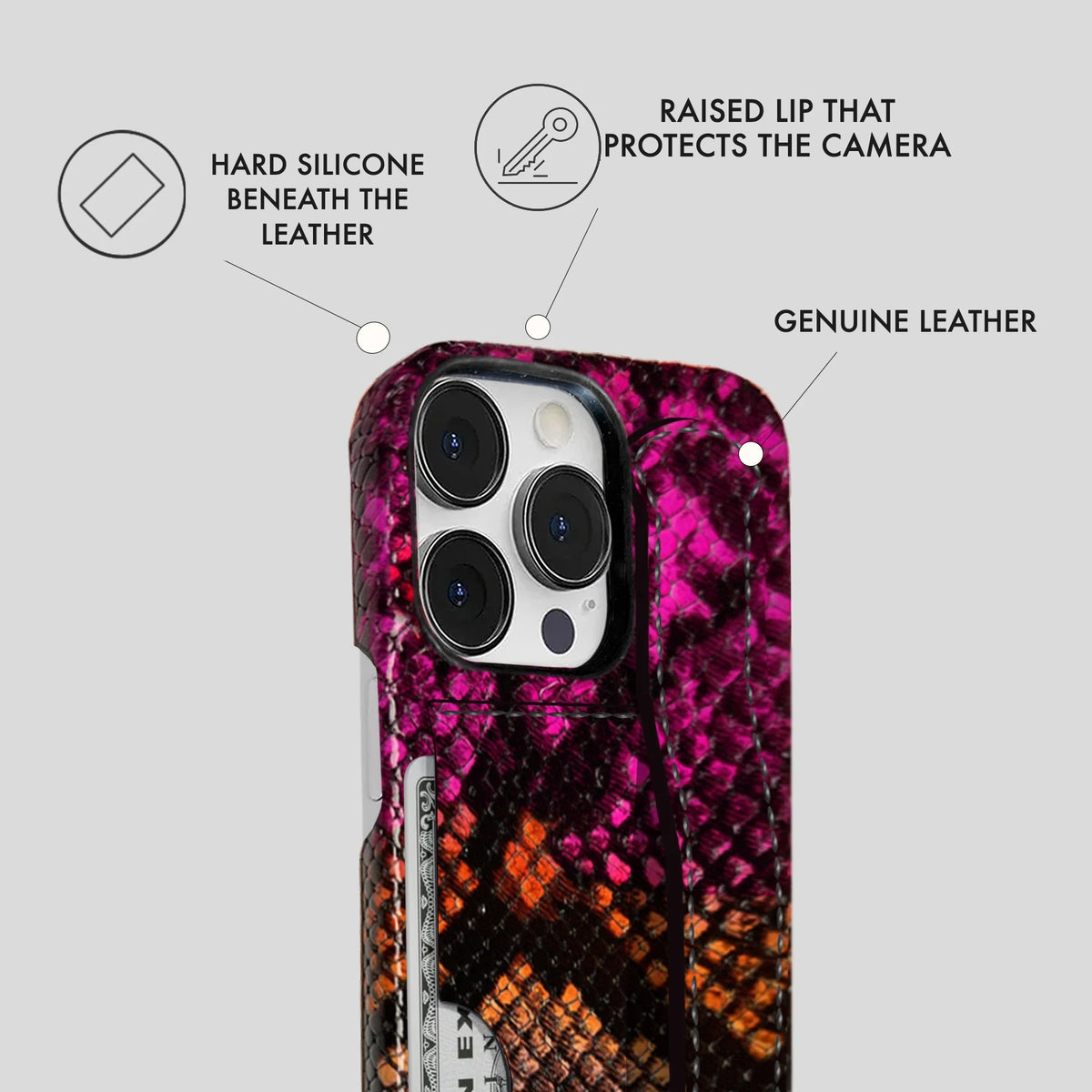 iPhone 13 Pro Max Leather Case — Elise Handle Cardholder