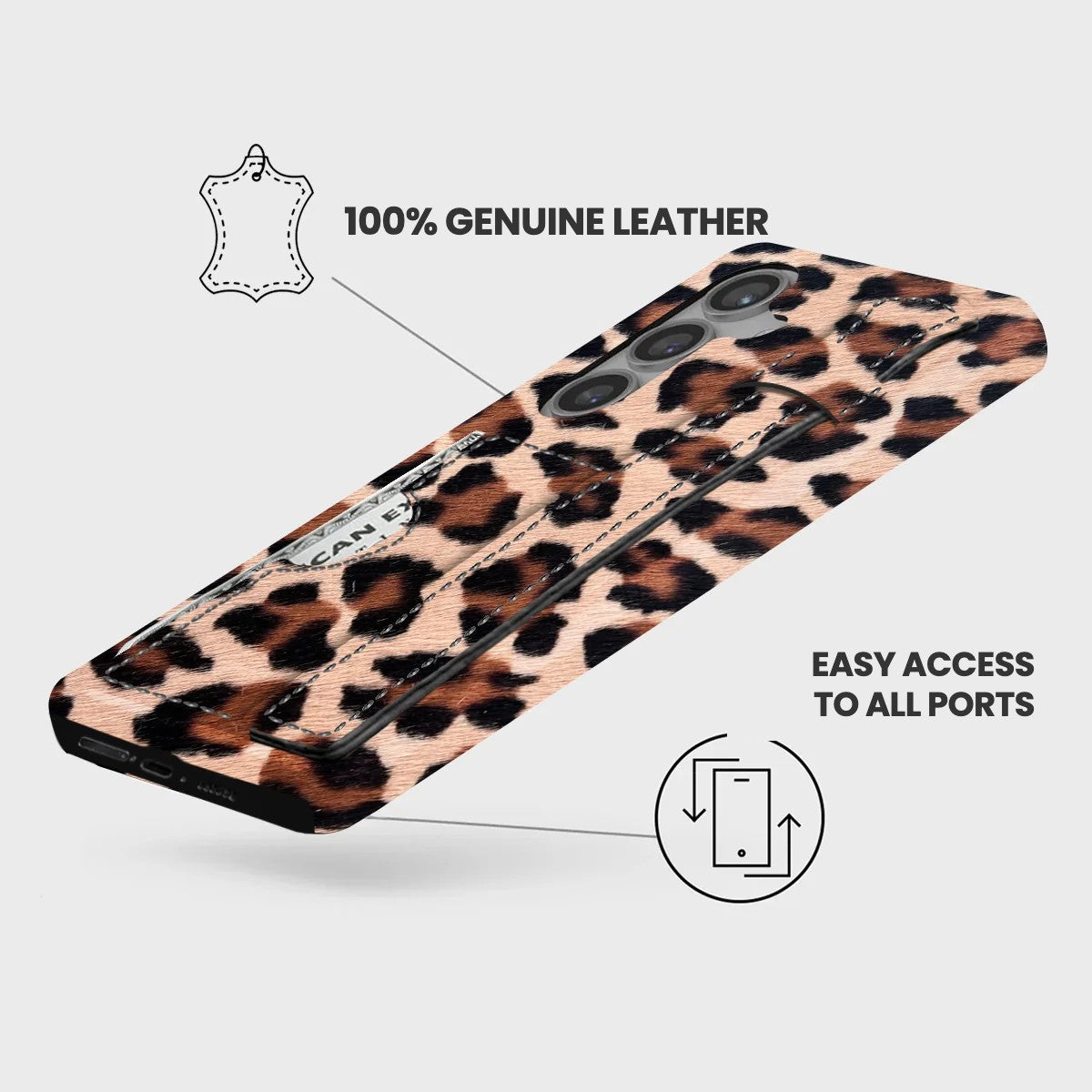 Galaxy S24 FE Leather Case — Leopard Handle Cardholder