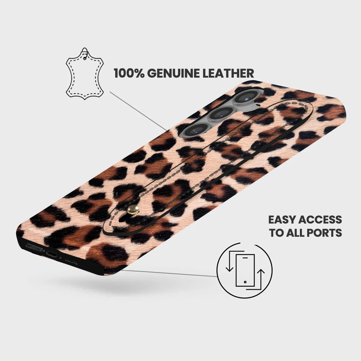 Galaxy S24 FE Leather Case — Leopard Handle