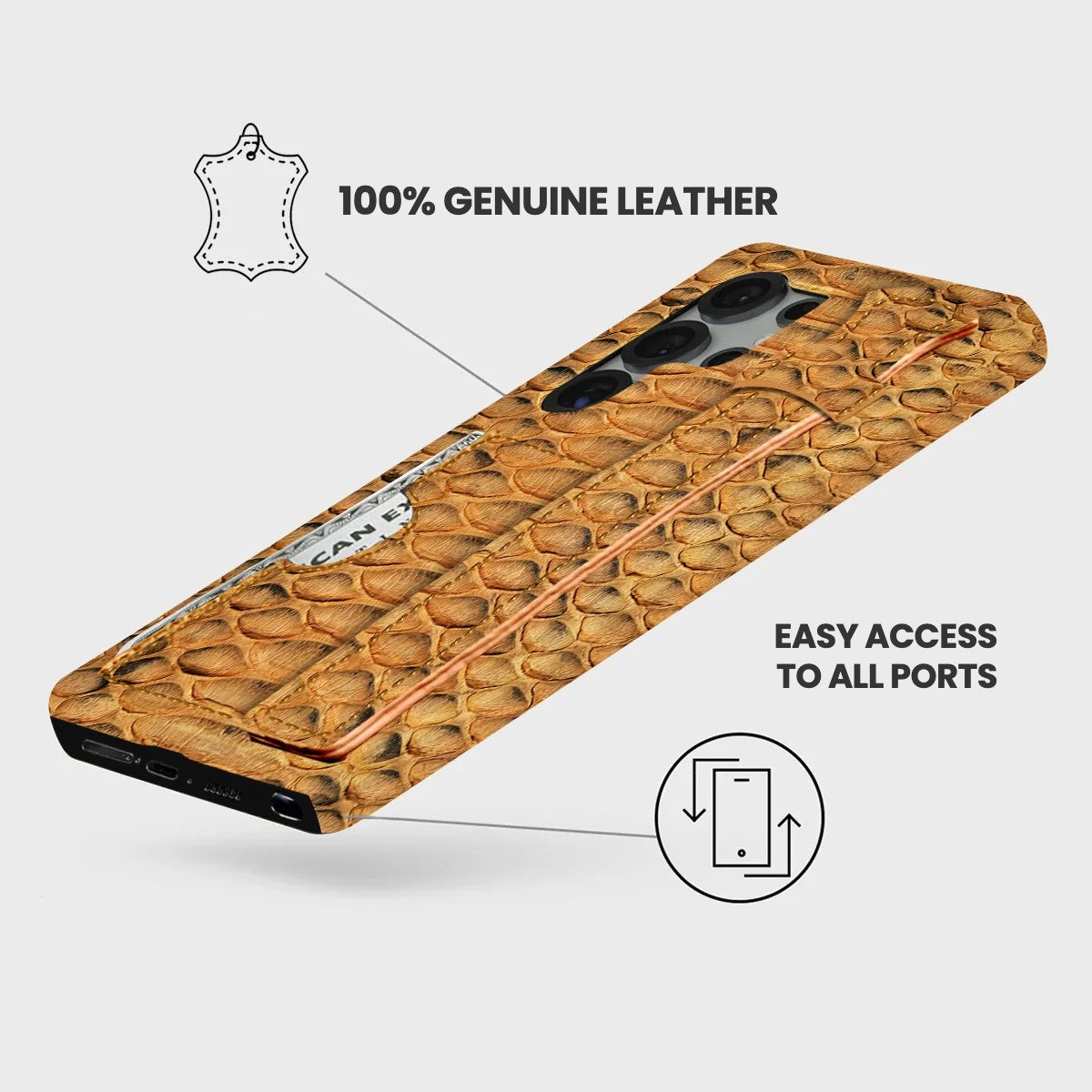 Galaxy S25 Ultra Leather Case — Piton Handle Cardholder