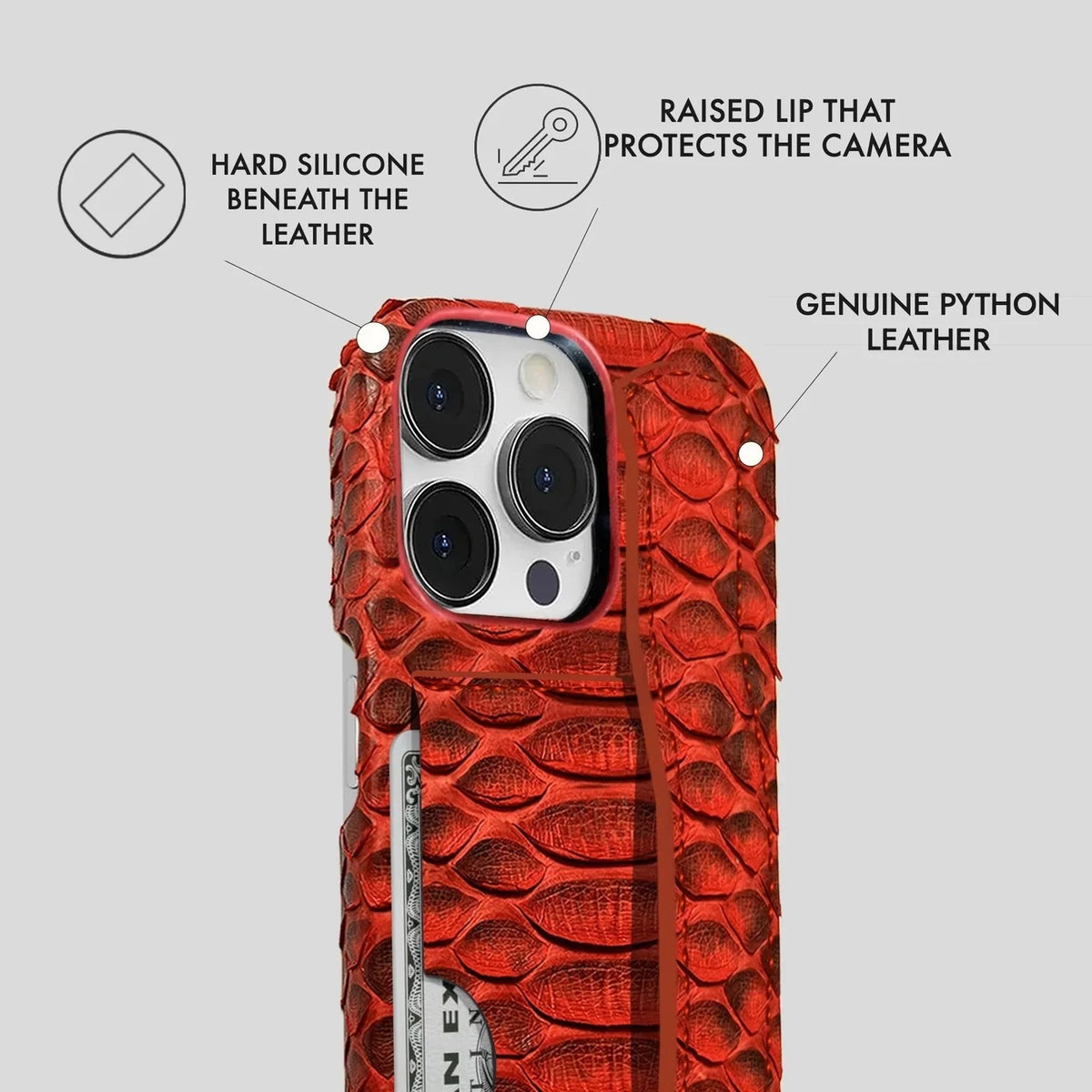 iPhone 15 Pro Max Python Leather Case — Python Handle Cardholder
