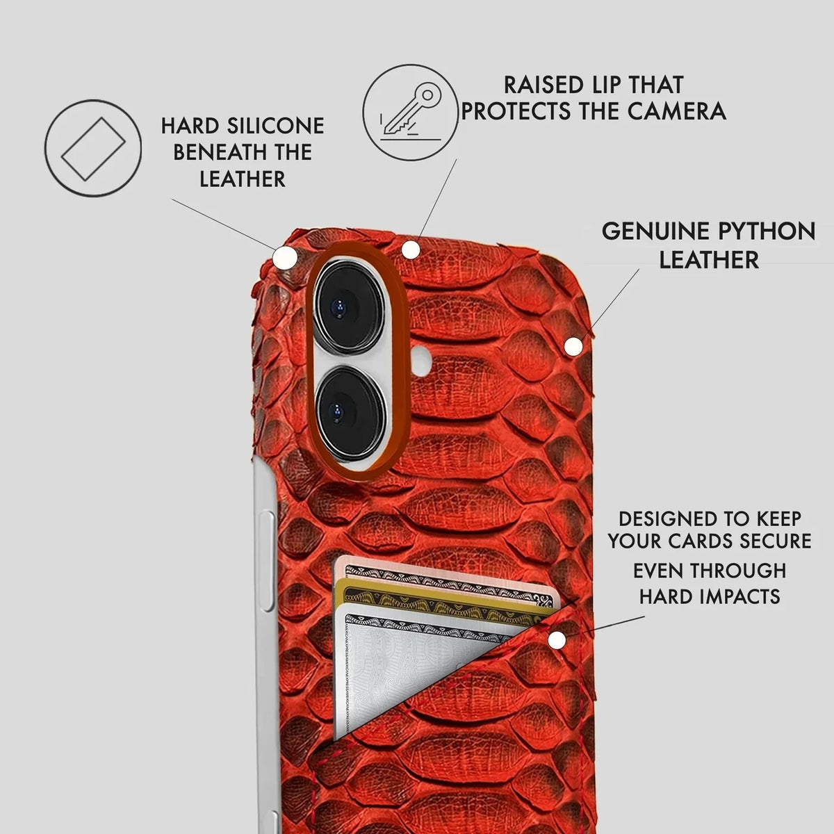 iPhone 16 Plus Python Leather Case — Python Cardholder