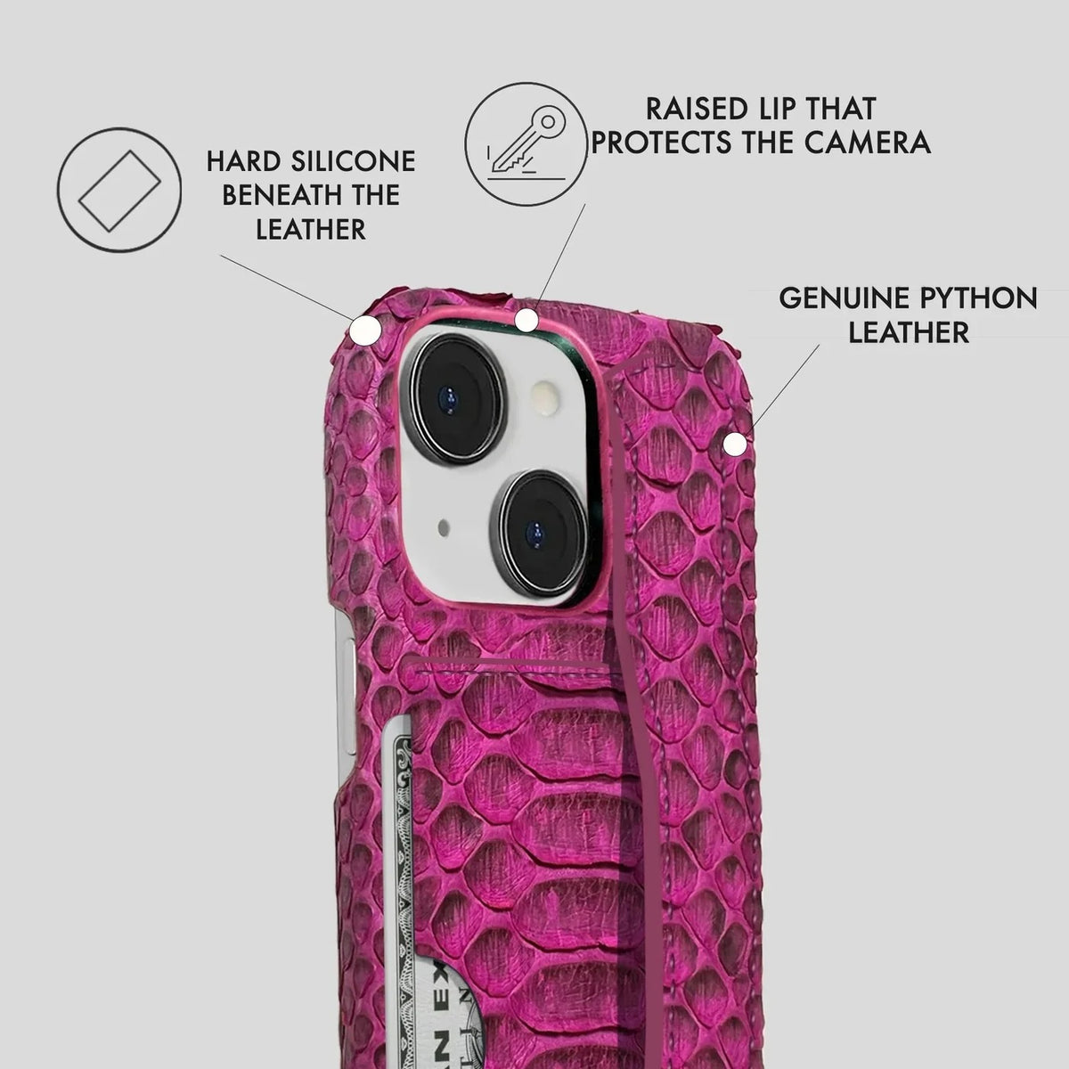 iPhone 13 Python Leather Case — Python Handle Cardholder