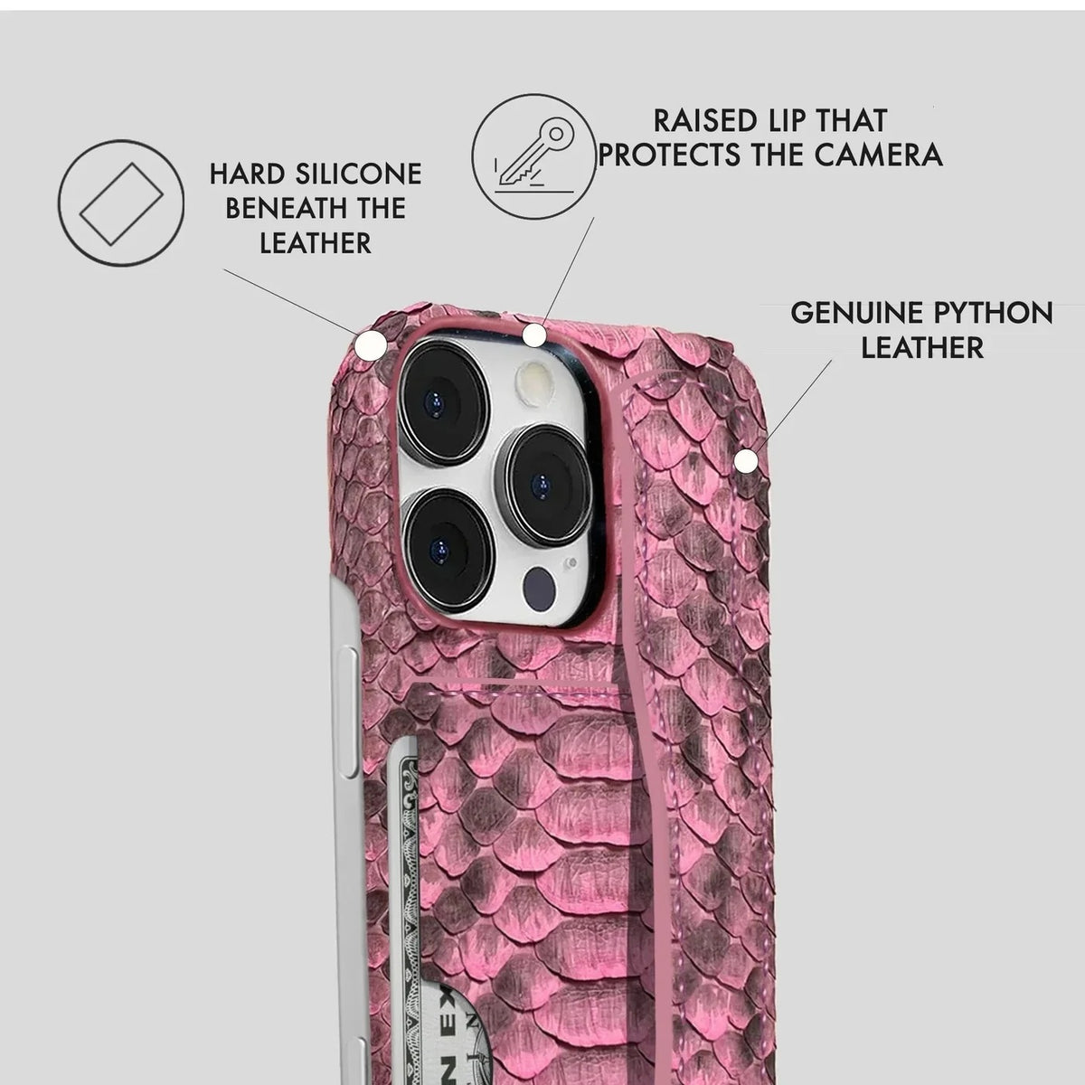 iPhone 16 Pro Max Python Leather Case — Python Handle Cardholder