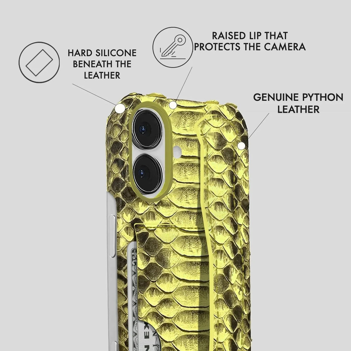 iPhone 16 Python Leather Case — Python Handle Cardholder