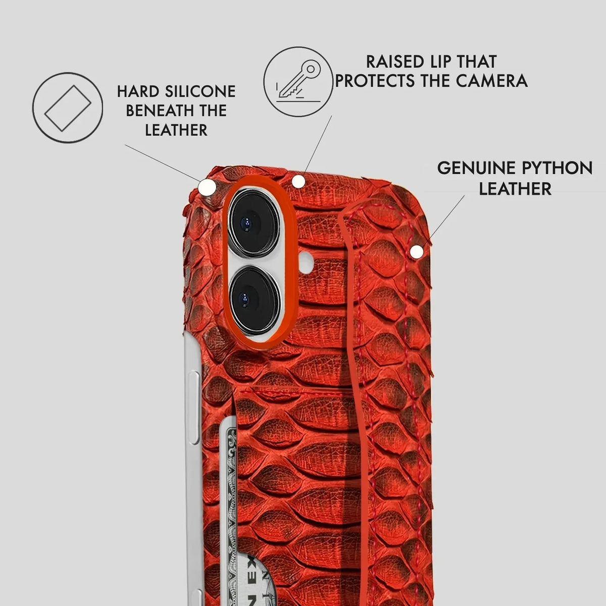 iPhone 16 Python Leather Case — Python Handle Cardholder