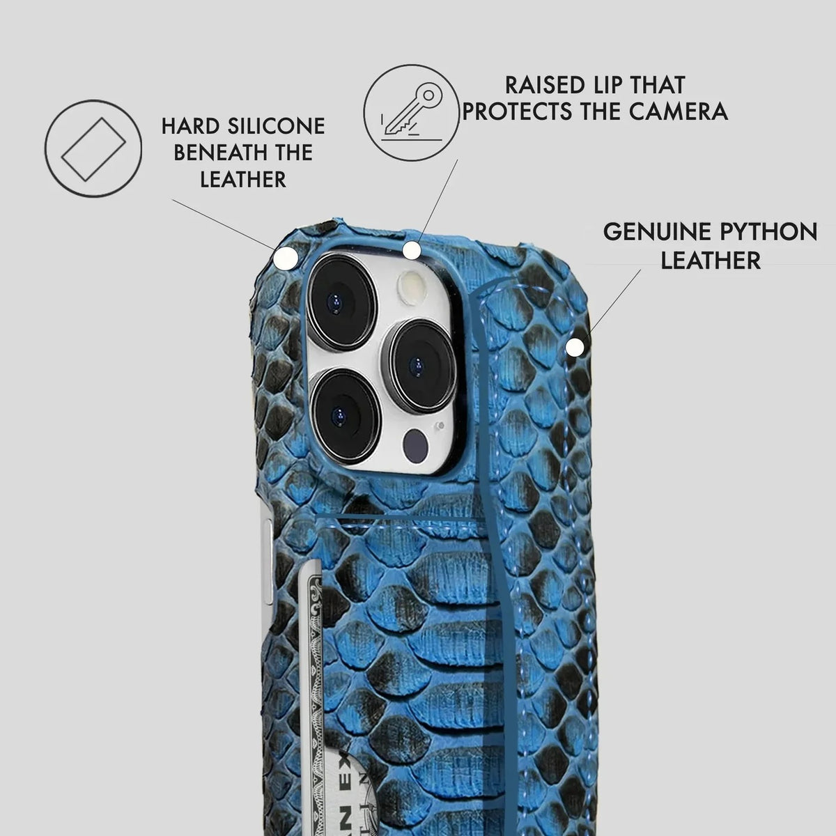 iPhone 13 Pro Max Python Leather Case — Python Handle Cardholder