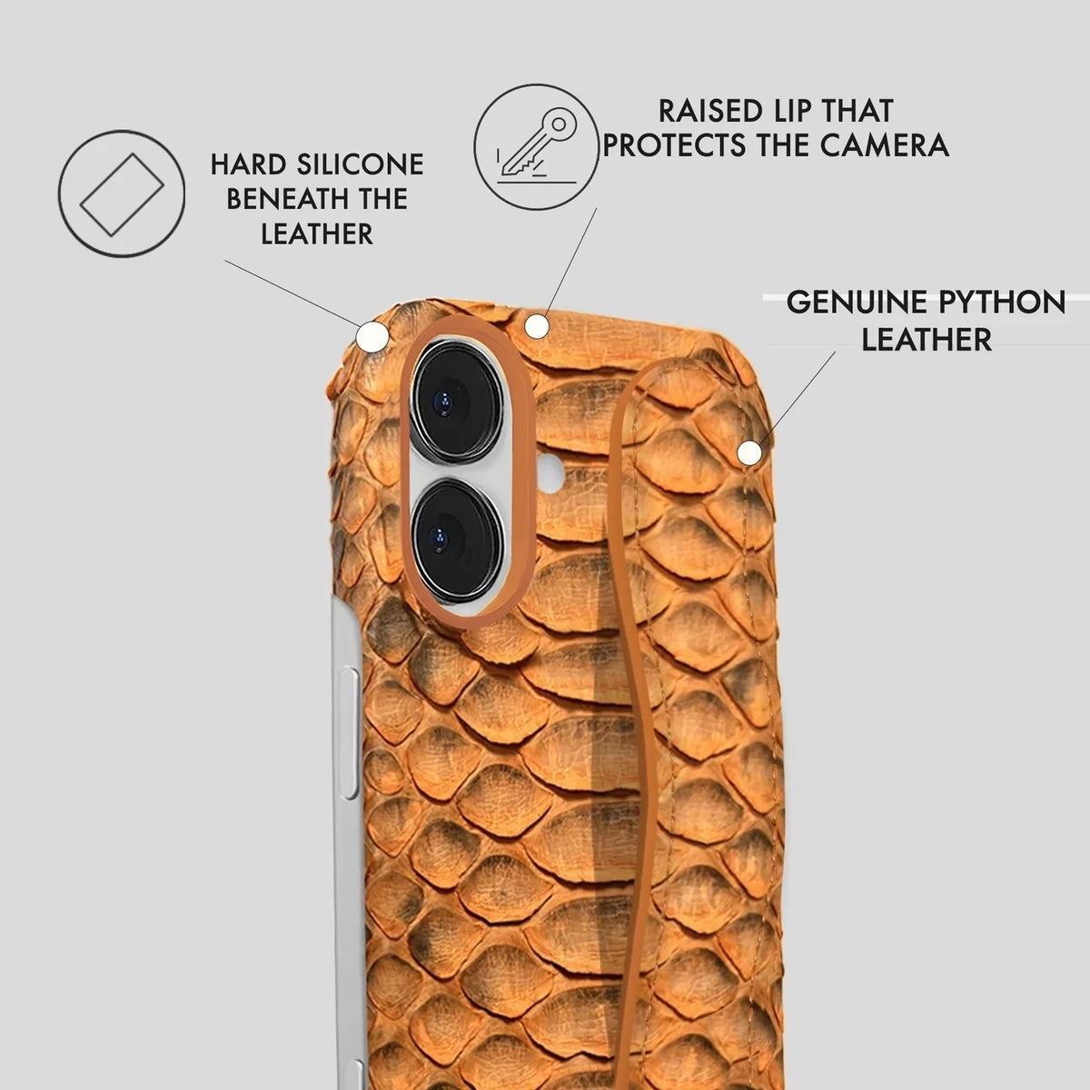 iPhone 16 Plus Python Leather Case — Python Handle