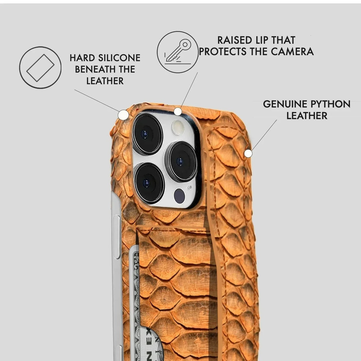 iPhone 16 Pro Max Python Leather Case — Python Handle Cardholder