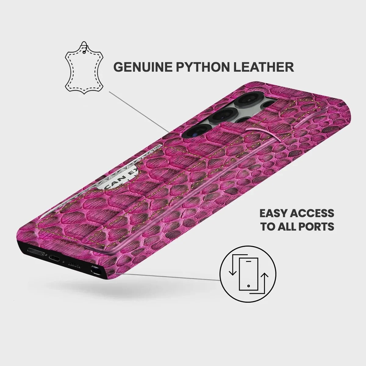 Galaxy S24 Ultra Python Leather Case — Python Handle Cardholder
