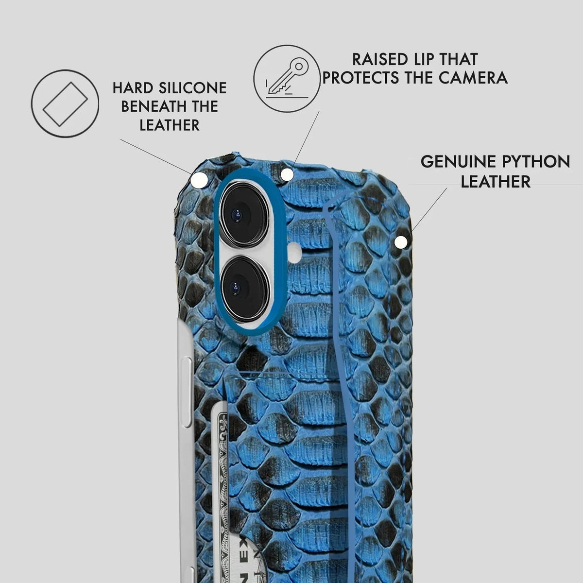 iPhone 16 Python Leather Case — Python Handle Cardholder