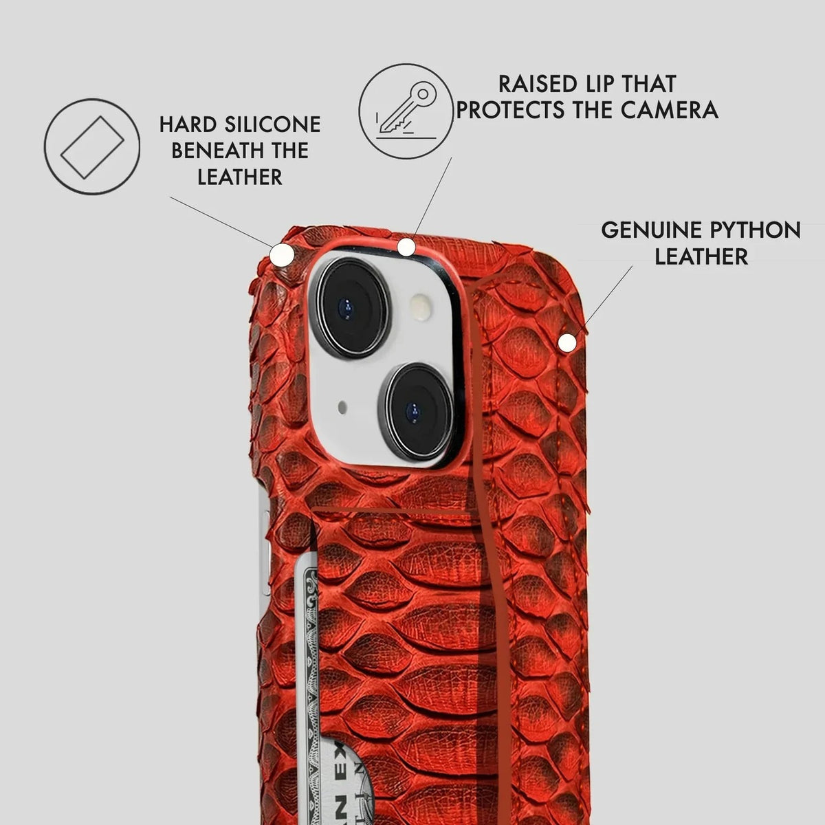 iPhone 13 Python Leather Case — Python Handle Cardholder