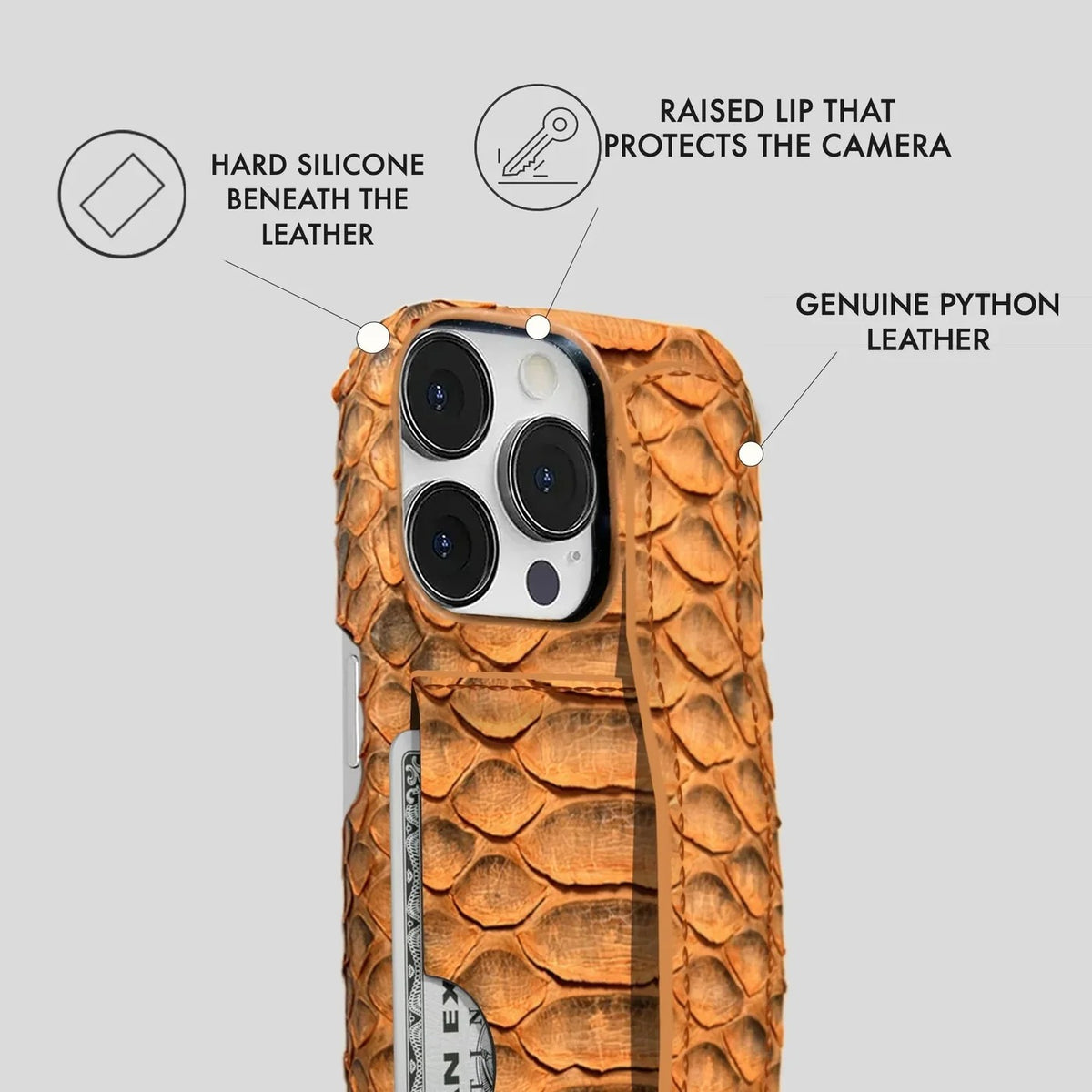 iPhone 15 Pro Max Python Leather Case — Python Handle Cardholder