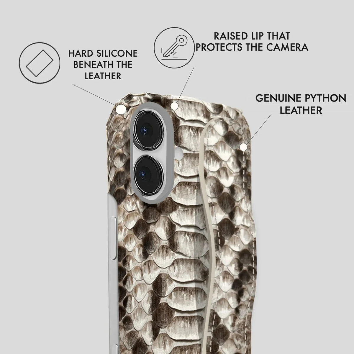 iPhone 16 Python Leather Case — Python Handle
