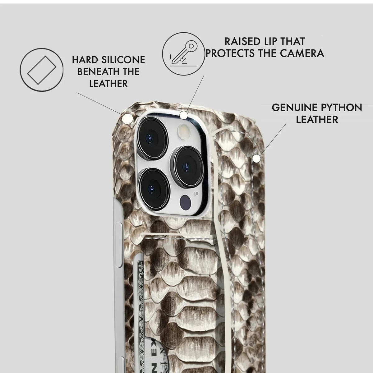 iPhone 16 Pro Python Leather Case — Python Handle Cardholder